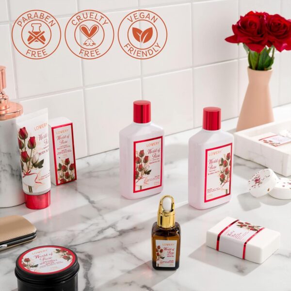 Valentines Day Gifts for Her, Red Rose Spa Gifts for Women, Bath and Body Gift Set, 35 Piece Stress Relief Spa Kit Gift Basket, Birthday, Mom, Nail Care Kit, Body Scrub, Bubble Bath, Bath Bomb. - Image 4