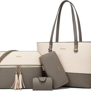 Women Fashion Handbags Wallet Tote Bag Shoulder Bag Top Handle Satchel Purse Set 4pcs